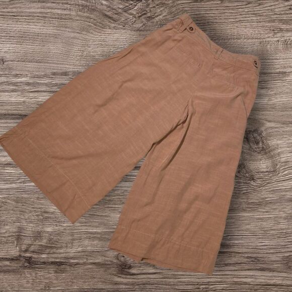 Elevenses Anthropologie Tan Wide Leg Gauchos Culottes Pants - Picture 4 of 7